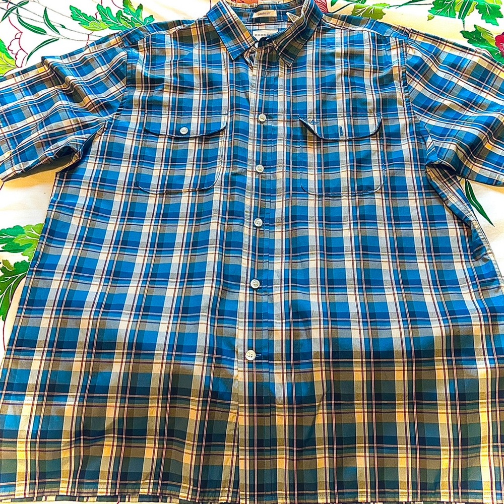 Dockers Blue and White Casual Button Down Shirt